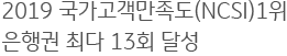 2019 국가고객만족도(NCSI)1위 은행권 최다 13회 달성